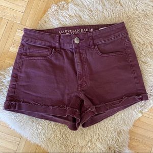 American Eagle Maroon High Rise Shortie
